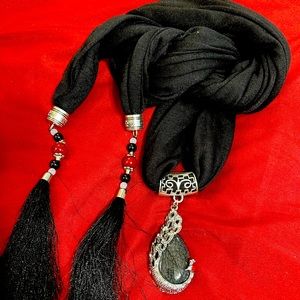 Black multi Jeweled Scarf